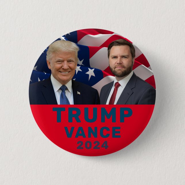 Trump Vance  6 Cm Round Badge (Front)
