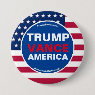 TRUMP VANCE AMERICA 7.5 CM ROUND BADGE