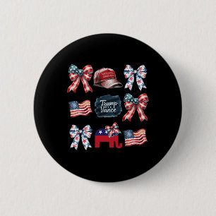 Trump Vance Bow Coquette Vote Presidential 2025 El 6 Cm Round Badge
