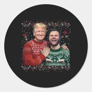 Trump Vance Brothers Funny Ugly Christmas Xmas Swe Classic Round Sticker
