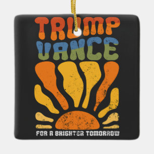 Trump Vance For a Brighter Tomorrow Retro Boho Ceramic Ornament