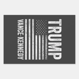 Trump Vance Kennedy Election 2024 American Flag Wrapping Paper Sheet