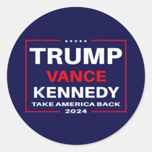 Trump Vance Kennedy Take America Back Again Blue Classic Round Sticker