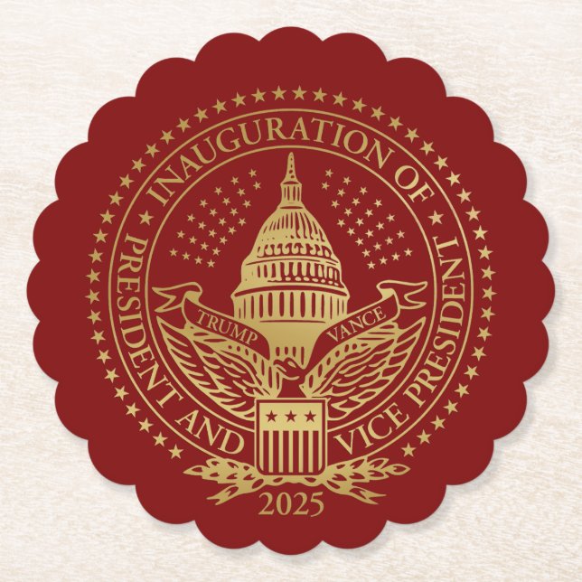 Trump Vance President Inaugural Logo Inauguration Paper Coaster (Front)