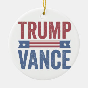 Trump Vance Republican American Election Vote Gift Ceramic Tree Decoration