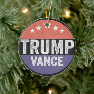 Trump Vance Republican American Election Vote Gift Ceramic Tree Decoration