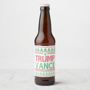 Trump Vance Republican Ugly Christmas Sweater Xmas Beer Bottle Label