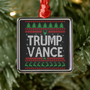 Trump Vance Republican Ugly Christmas Sweater Xmas Metal Tree Decoration