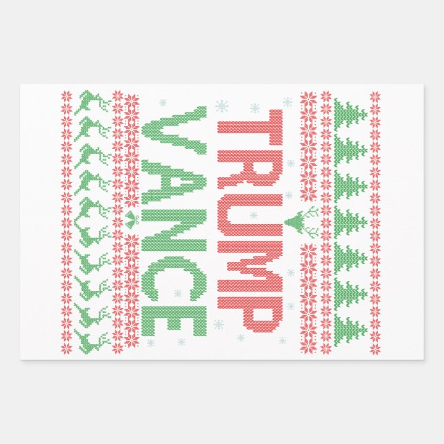 Trump Vance Republican Ugly Christmas Sweater Xmas Wrapping Paper Sheet (Front)