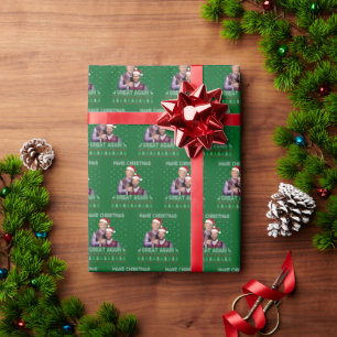 Trump Vance Santa Make Christmas Great Again Green Wrapping Paper