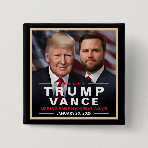 Trump Vance Victory Inauguration Day Collector's 15 Cm Square Badge
