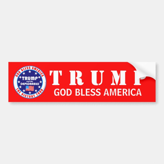 Trump Victory Tour Red Pro God Bless America Bumper Sticker (Front)