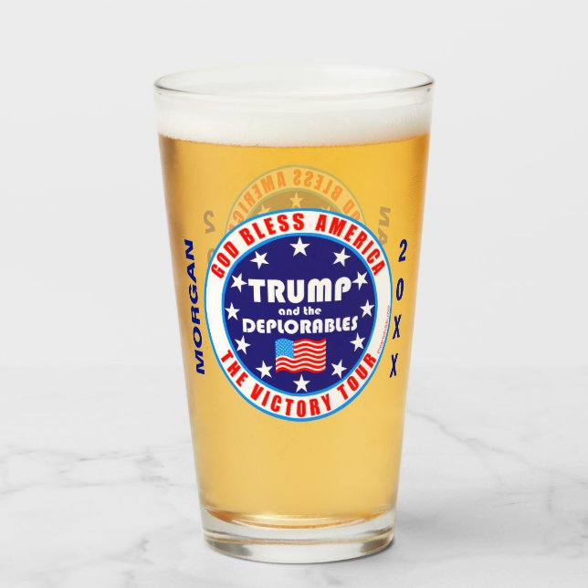 Trump Victory Tour USA Deplorables For America Glass (Front Filled)