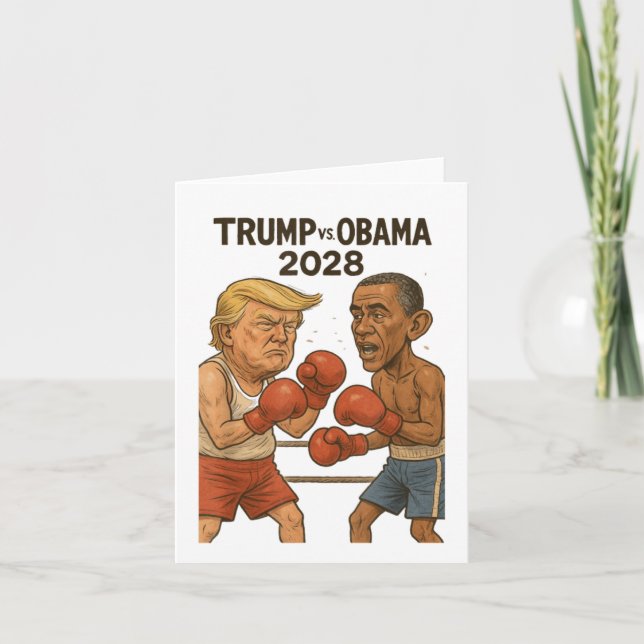 Trump Vs Obama 2028 Boxing Match Funny  Card (Front)