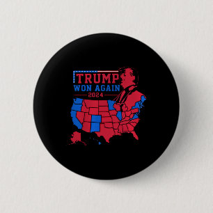 Trump Wins Again Red Wave Map Of Usa In The 2024  6 Cm Round Badge