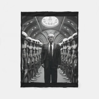 Trump With Aliens Conspiracy Theory Ufo Visitation Fleece Blanket