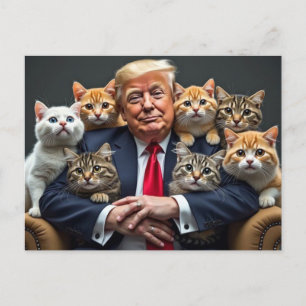 TRUMP WITH CATS 2024 POSTCARD
