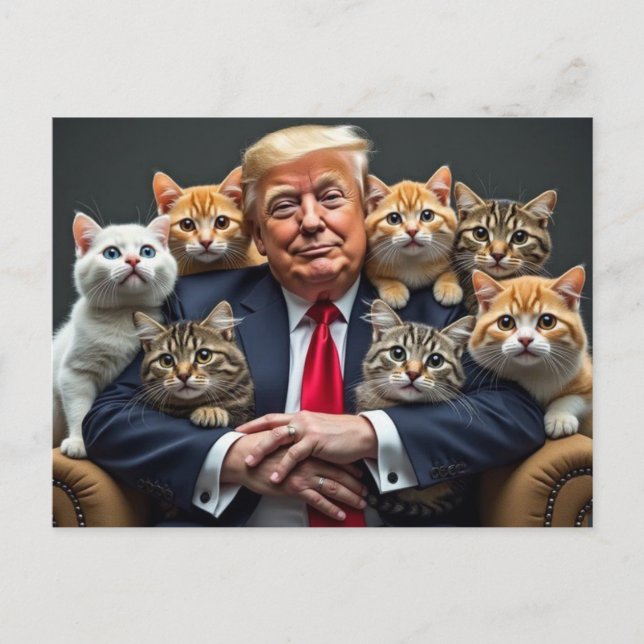 TRUMP WITH CATS 2024 POSTCARD (Front)