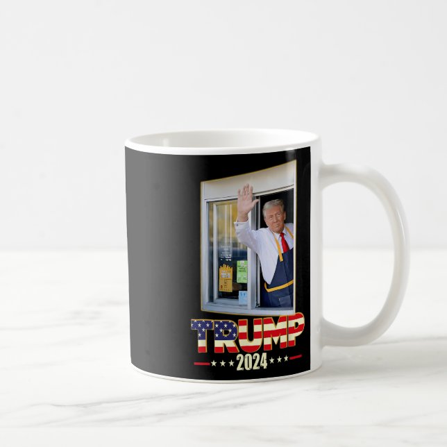 Trump With Mc Donald Trump Worker Vote For Trump  Coffee Mug (Right)