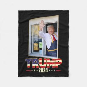Trump With Mc Donald Trump Worker Vote For Trump  Fleece Blanket
