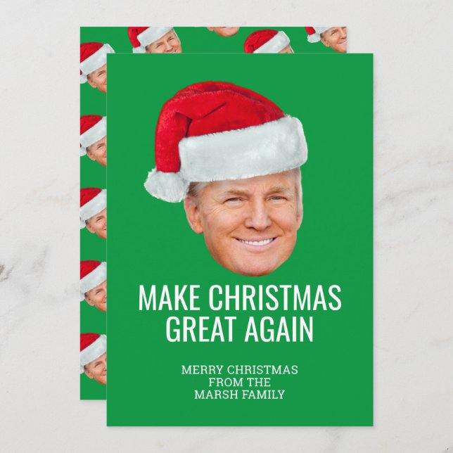 Trump with Santa Hat - Make Christmas Great Again Card (Front/Back)