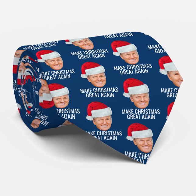 Trump with Santa Hat - Make Christmas Great Again Tie (Rolled)