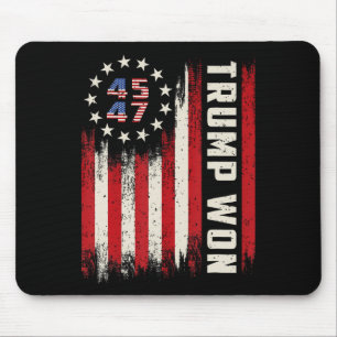 Trump Won 2024 45 47th President Usa Flag  Mouse Pad