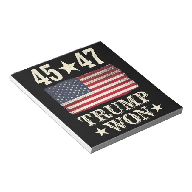 Trump Won 2024 45 47Th President Usa Flag Notepad (Angled)