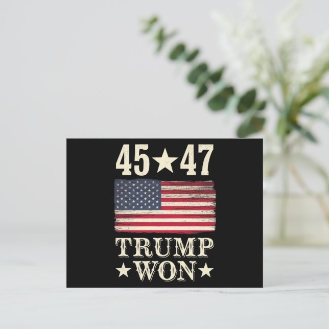 Trump Won 2024 45 47Th President Usa Flag Postcard (Standing Front)