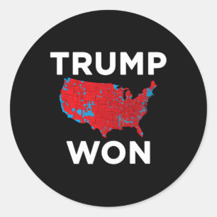 Trump Won 2024 Correct Election Result Map 2024 Me Classic Round Sticker