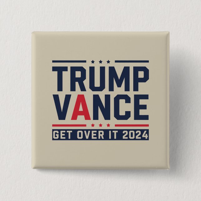 Trump Won 2024 Election President Trump Vance 15 Cm Square Badge (Front)