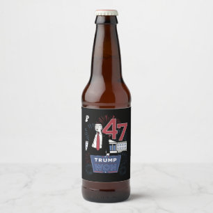 Trump Won 2024 President 47 America USA Beer Bottle Label