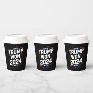 Trump Won 2024 President 47th Of White House Paper Cups