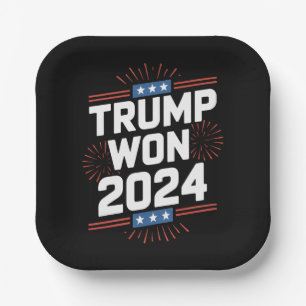 Trump Won 2024 President 47th Of White House Paper Plate