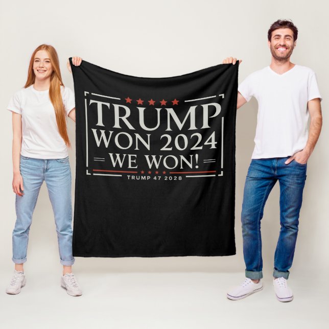 Trump Won 2024 We Won 47 2028 USA Fleece Blanket (In Situ)
