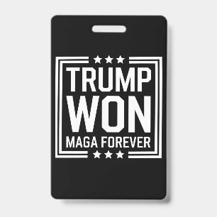 Trump won 47th US President Maga Election 2024 ID Badge