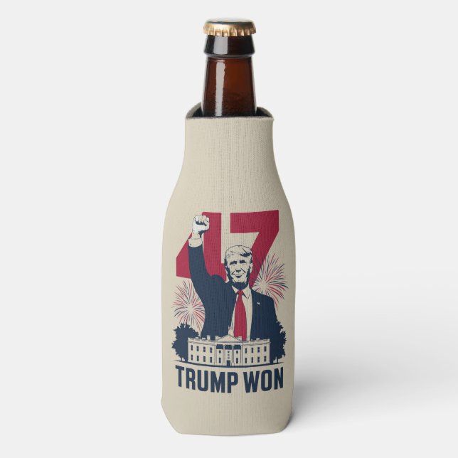 Trump Won Again 2024 Election President 47 th  Bottle Cooler (Bottle Front)