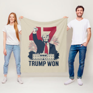 Trump Won Again 2024 Election President 47 th Fleece Blanket
