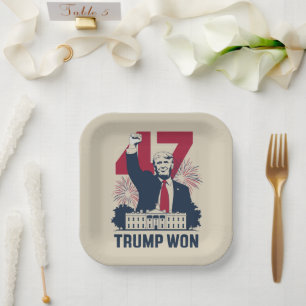 Trump Won Again 2024 Election President 47 th Paper Plate