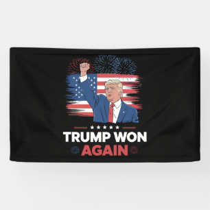 Trump Won Again President 47 USA Vintage Banner