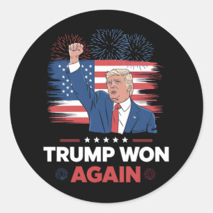 Trump Won Again President 47 USA Vintage Classic Round Sticker