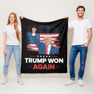 Trump Won Again President 47 USA Vintage Fleece Blanket