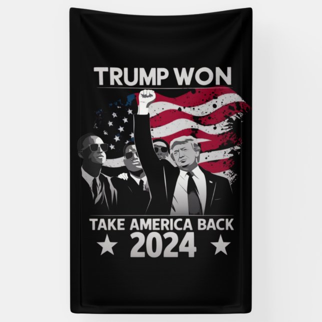 Trump Won Again Take America Back 2024 Banner (Vertical)