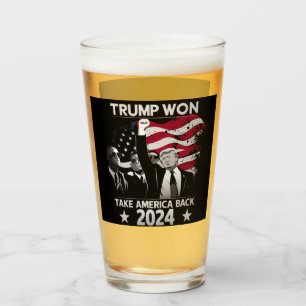Trump Won Again Take America Back 2024 Glass