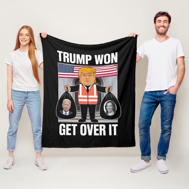 Trump Won Get Over It Maga Won Election 2024  Fleece Blanket (In Situ)