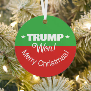 TRUMP Won! Merry Christmas Metal Tree Decoration