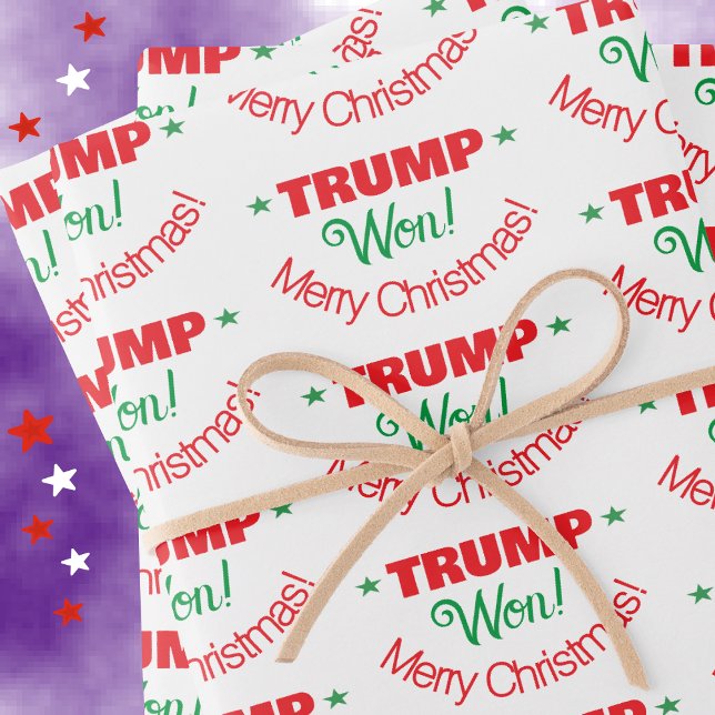 TRUMP Won! Red Green Merry Christmas Set Gift Wrap (in-situ of wrapping paper)