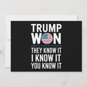Trump Won They Know It 2024 47th President Winning Invitation