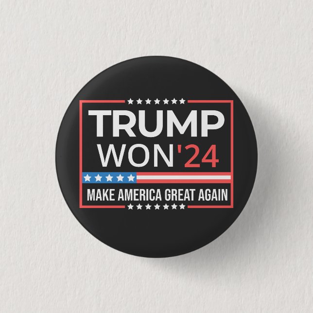 trump won, trump victory, 45 47 3 cm round badge (Front)