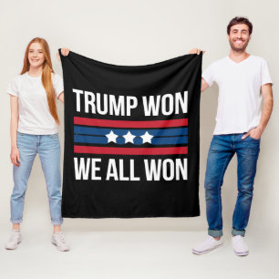 Trump Won We All Won 2024 USA Flag Trump Won Fleece Blanket